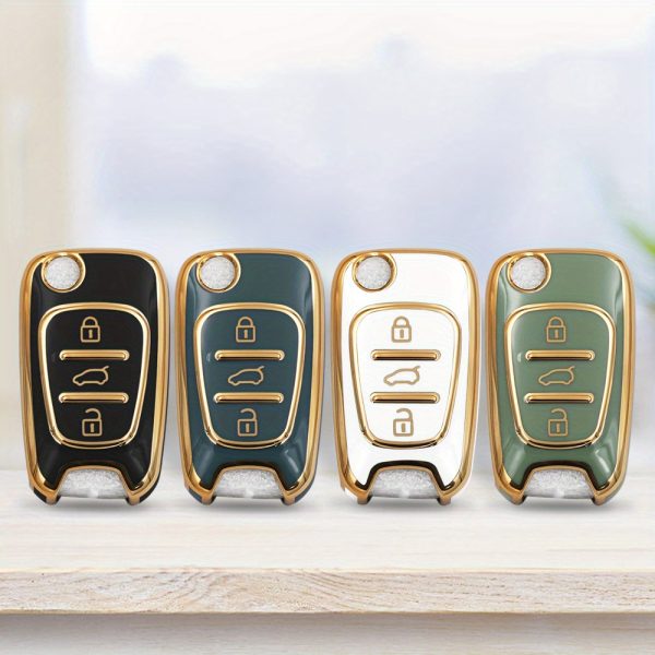 TPU Car Key Fob Case Compatible with for HYUNDAI I20 I30 IX35 I35 Accent Elantra Santa Fe, Suitable for Kia K2 K5 Soul Sorento Sportage Cerato Rio Picanto - 3 Button Keyless Entry Remote Control Protective Shell Accessory