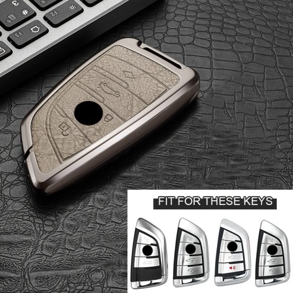 Car Key Cover Metal Protective Case, Suitable for BMW Car Key Covers for BMW M5, New 3 Series, 5 Series, GT, X1, X2, X3, X4, X5, X7, 840i, Blade, 530Li, 225i, 425i, I3, IX3, for BMW Remote Control Protective Cover, High-End Fashion Metal Keychain