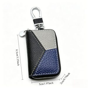 Men's Genuine Leather Key Holder with Patchwork Car Key Case - Multi-Functional Waist-Clip Key Organizer Suitable for Car Keys,, Office, Wallet - Belt Clip- Pouch for -the- Accessory Storage - Image 10