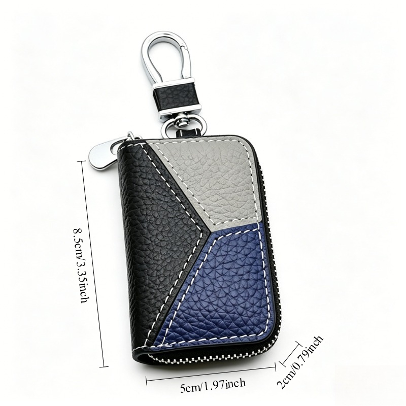 Men's Genuine Leather Key Holder with Patchwork Car Key Case - Multi-Functional Waist-Clip Key Organizer Suitable for Car Keys,, Office, Wallet - Belt Clip- Pouch for -the- Accessory Storage - Image 10
