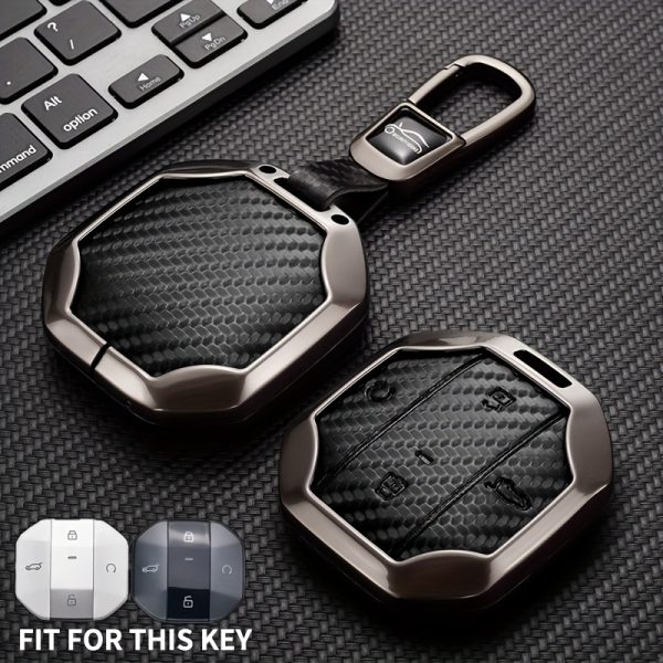 High-end Zinc Alloy Key Protective Cover, Suitable for 2025 for Chery JETOUR Freedom, T1 T2 Traveler, Car Smart Key Protective Case, Zinc Alloy Material, Carbon Fiber Pattern Surface, Drop-Proof and Wear-Resistant