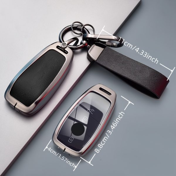Suitable for Mercedes-Benz Premium Zinc Alloy Key Cover, Suitable for Mercedes-Benz A E C S GLC CLS GLB GLE GLS AMG Class E200 E400 E63 W213 S550 S560 C260 A200 Protective Key Case Keychain Accessories. with Chain