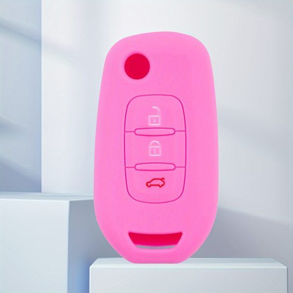 Suitable for Renault Car Key Silicone Cover Anti-Fall Folding 3-Button