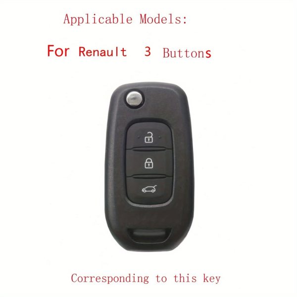 Suitable for Renault Car Key Silicone Cover Anti-Fall Folding 3-Button