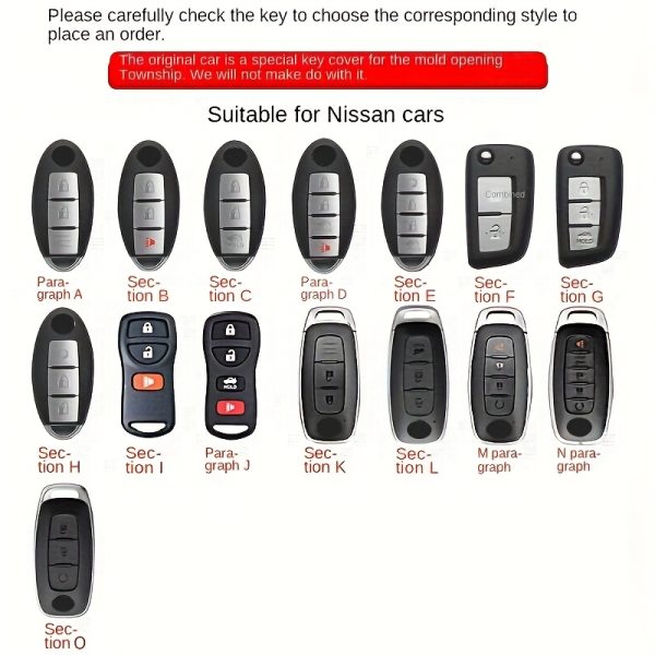 for Nissan Key Fob Cover Case Protector for Leaf, Micra, Qashqai, Juke, J10, J11, X-Trail, T32, Versa, Patrol, T31, Kicks, Tiida