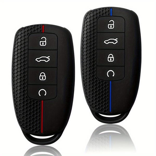 Fashionable High-End Car Key Pouch, Compatible with Some for Chery Models - Xingtu Lingyun S Silicone Protective Case - Honeycomb Pattern Remote Control Cover - Drop-Resistant and Wear-Resistant - Precise Fit, Colorfast