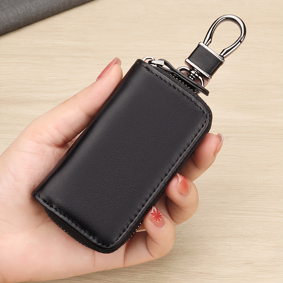 Genuine Napa Leather Car Key Organizer Stylish Zippered Key Case for Both Men And Women - Image 8