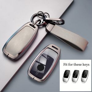 Suitable for Mercedes-Benz Premium Zinc Alloy Key Cover, Suitable for Mercedes-Benz A E C S GLC CLS GLB GLE GLS AMG Class E200 E400 E63 W213 S550 S560 C260 A200 Protective Key Case Keychain Accessories. with Chain