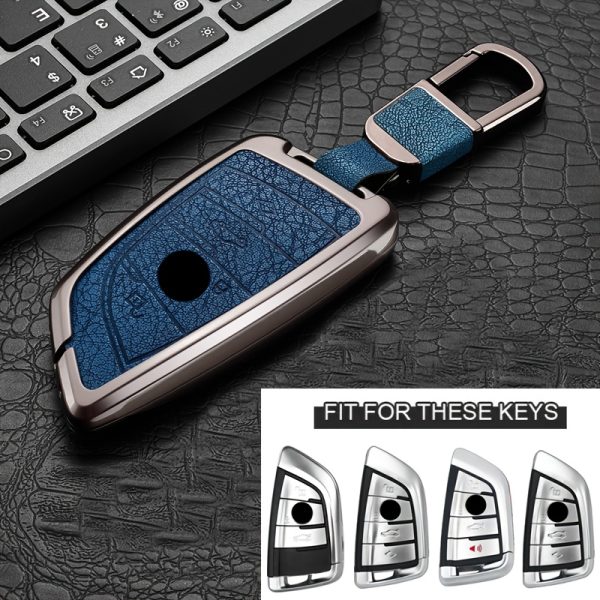 Car Key Cover Metal Protective Case, Suitable for BMW Car Key Covers for BMW M5, New 3 Series, 5 Series, GT, X1, X2, X3, X4, X5, X7, 840i, Blade, 530Li, 225i, 425i, I3, IX3, for BMW Remote Control Protective Cover, High-End Fashion Metal Keychain