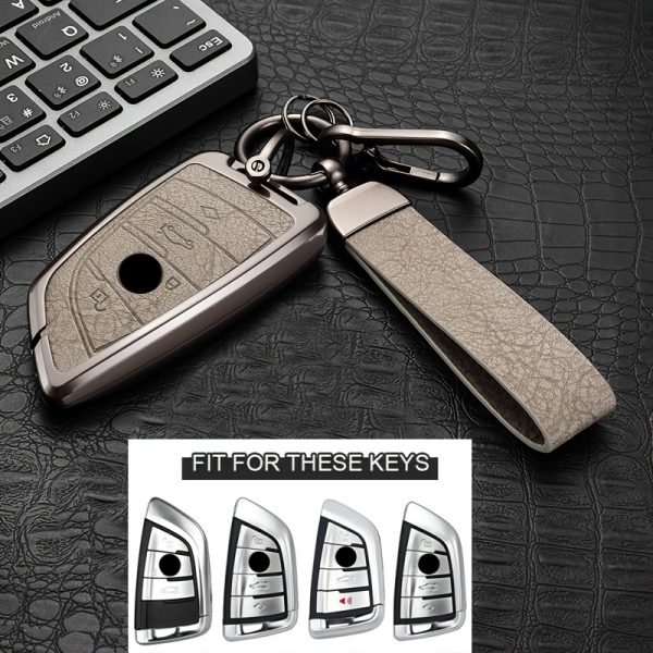 Car Key Cover Metal Protective Case, Suitable for BMW Car Key Covers for BMW M5, New 3 Series, 5 Series, GT, X1, X2, X3, X4, X5, X7, 840i, Blade, 530Li, 225i, 425i, I3, IX3, for BMW Remote Control Protective Cover, High-End Fashion Metal Keychain