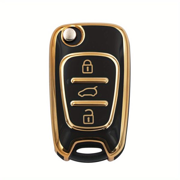 TPU Car Key Fob Case Compatible with for HYUNDAI I20 I30 IX35 I35 Accent Elantra Santa Fe, Suitable for Kia K2 K5 Soul Sorento Sportage Cerato Rio Picanto - 3 Button Keyless Entry Remote Control Protective Shell Accessory