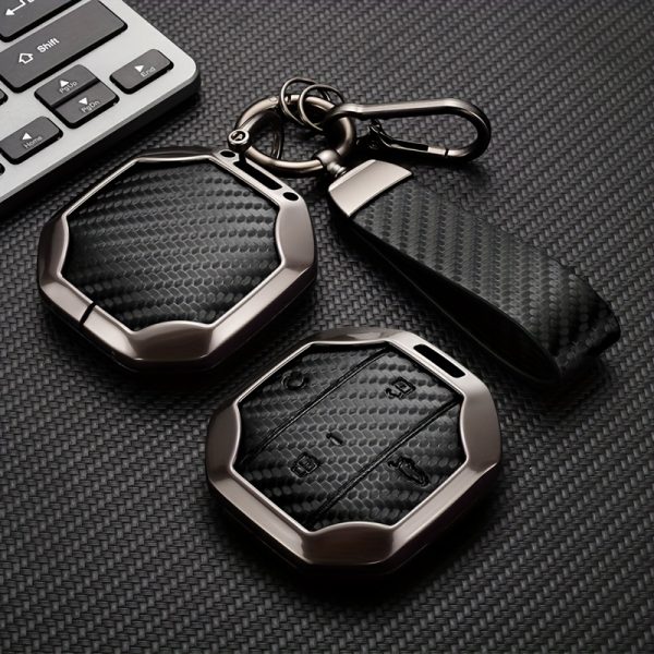 High-end Zinc Alloy Key Protective Cover, Suitable for 2025 for Chery JETOUR Freedom, T1 T2 Traveler, Car Smart Key Protective Case, Zinc Alloy Material, Carbon Fiber Pattern Surface, Drop-Proof and Wear-Resistant