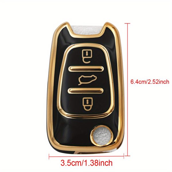 TPU Car Key Fob Case Compatible with for HYUNDAI I20 I30 IX35 I35 Accent Elantra Santa Fe, Suitable for Kia K2 K5 Soul Sorento Sportage Cerato Rio Picanto - 3 Button Keyless Entry Remote Control Protective Shell Accessory