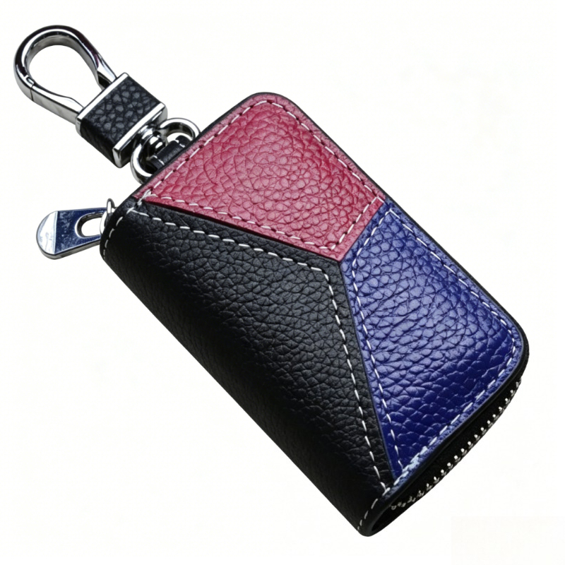 Men's Genuine Leather Key Holder with Patchwork Car Key Case - Multi-Functional Waist-Clip Key Organizer Suitable for Car Keys,, Office, Wallet - Belt Clip- Pouch for -the- Accessory Storage - Image 8
