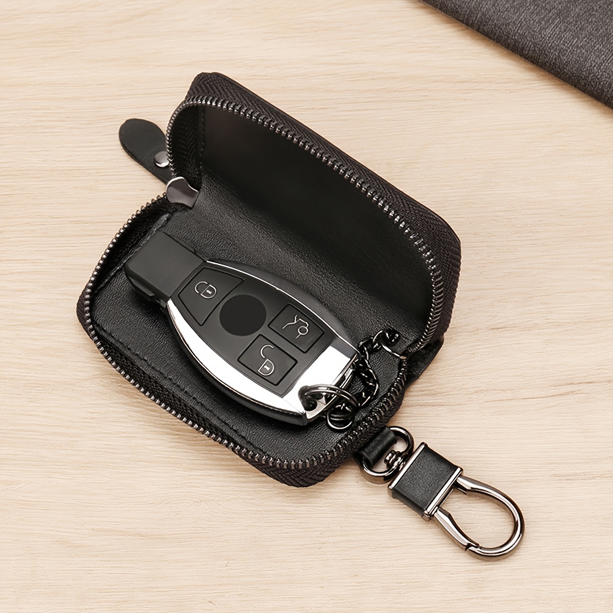 Genuine Napa Leather Car Key Organizer Stylish Zippered Key Case for Both Men And Women - Image 2