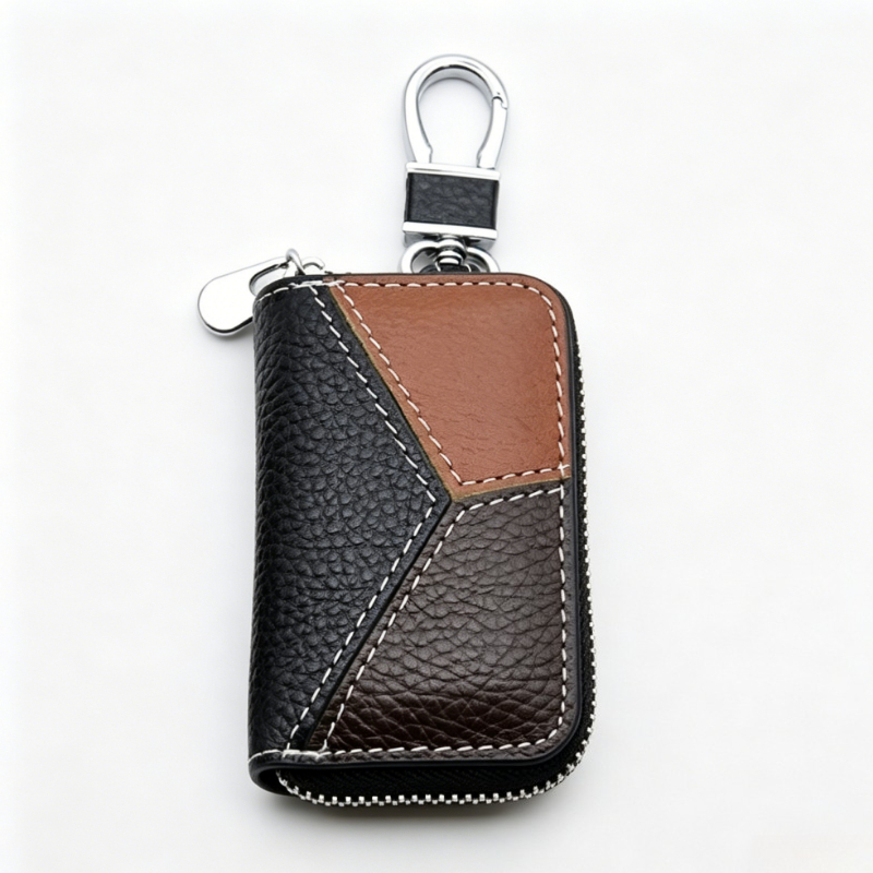 Men's Genuine Leather Key Holder with Patchwork Car Key Case - Multi-Functional Waist-Clip Key Organizer Suitable for Car Keys,, Office, Wallet - Belt Clip- Pouch for -the- Accessory Storage - Image 7