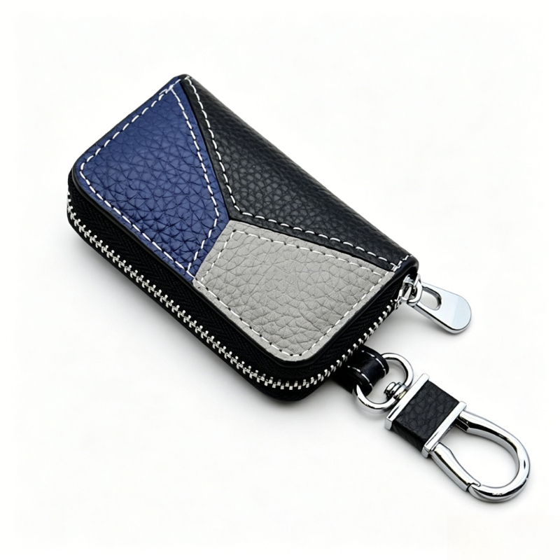 Men's Genuine Leather Key Holder with Patchwork Car Key Case - Multi-Functional Waist-Clip Key Organizer Suitable for Car Keys,, Office, Wallet - Belt Clip- Pouch for -the- Accessory Storage - Image 5