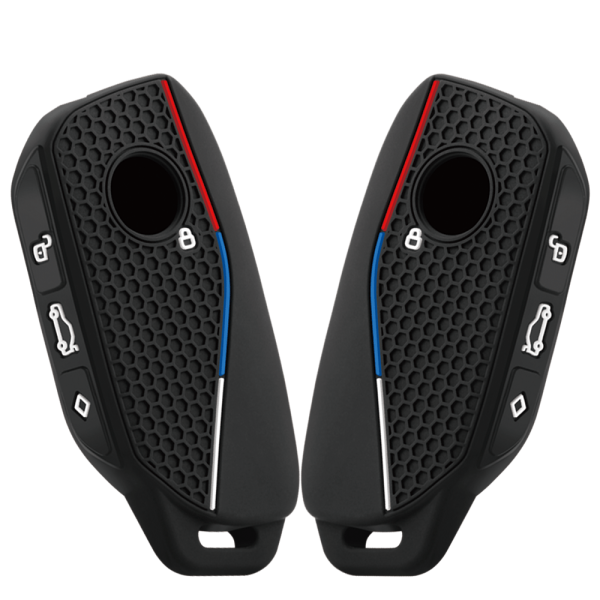 for BMW Series 7 735i 740Li X7 X1 U11 2023 I7 G07 LCI XM Silicone Car Key Cover Case Keychain Holder Full Coverage Protective Shell Soft Anti Scratch Dustproof Wear Resistant Durable Stylish Lightweight Vehicle Remote Key Fob Auto Interior Practical