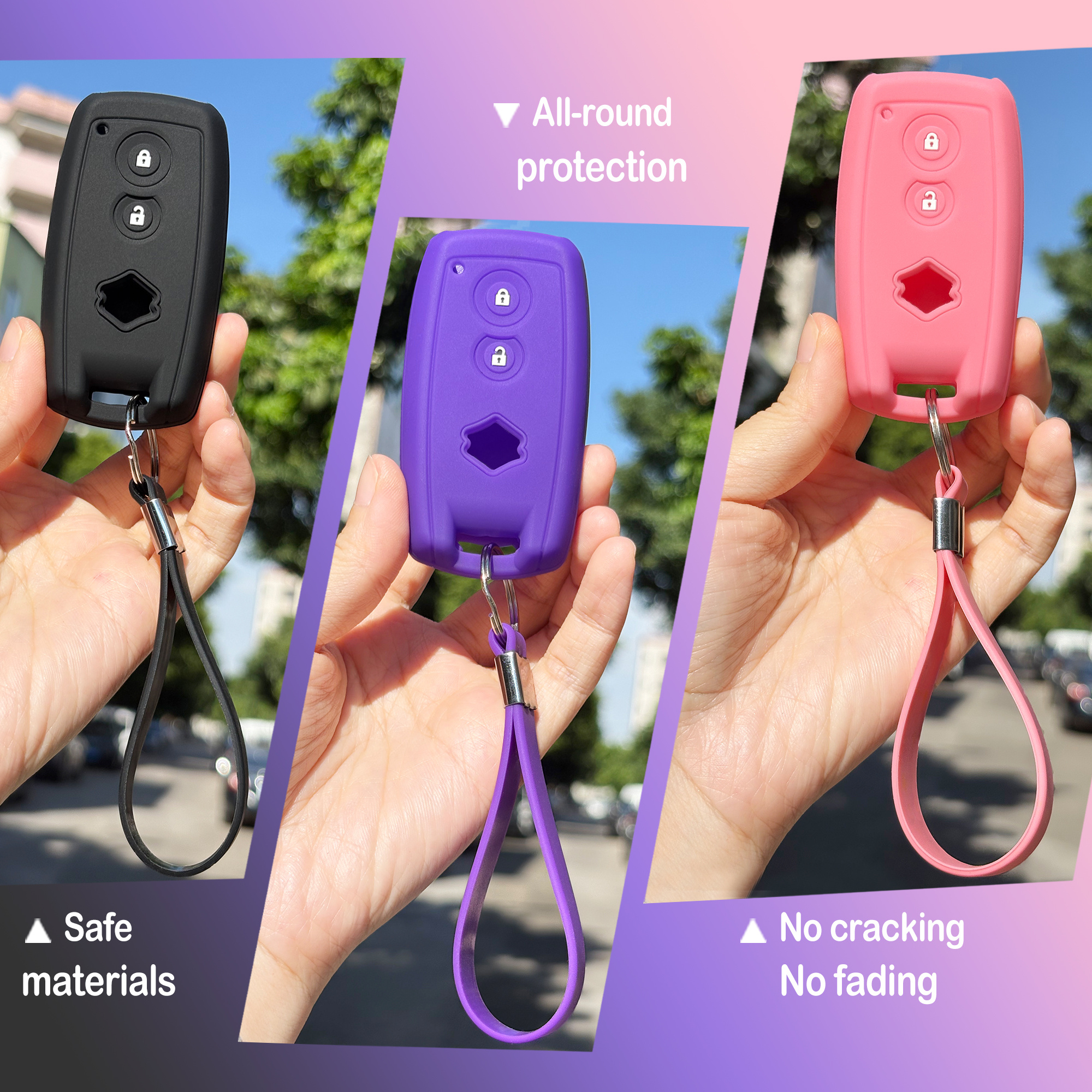 for Suzuki key remote case with keychain full protection cover 2 buttons silicone car key caps shell holder organizer for Grand Vitarau002FSwiftu002Fkuyuchau002FSX4 S-Crossu002FXL-7 - Image 4