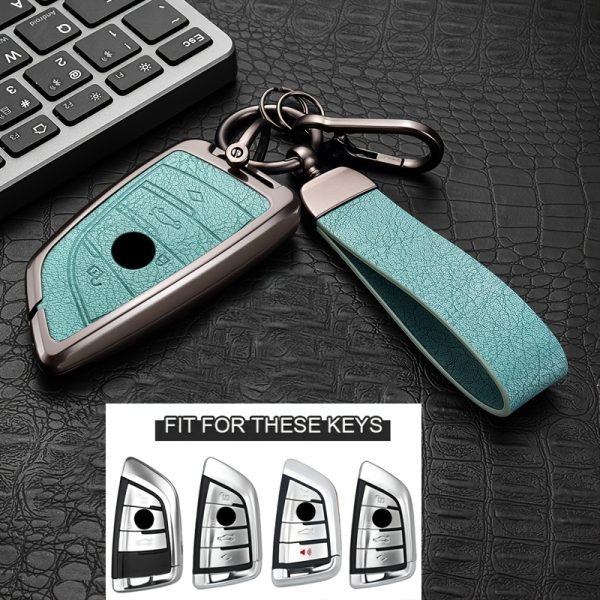 Car Key Cover Metal Protective Case, Suitable for BMW Car Key Covers for BMW M5, New 3 Series, 5 Series, GT, X1, X2, X3, X4, X5, X7, 840i, Blade, 530Li, 225i, 425i, I3, IX3, for BMW Remote Control Protective Cover, High-End Fashion Metal Keychain