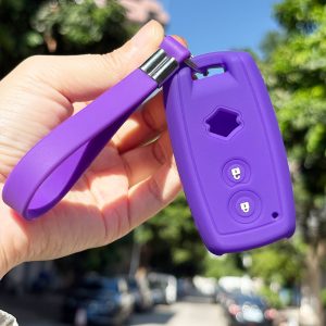 for Suzuki key remote case with keychain full protection cover 2 buttons silicone car key caps shell holder organizer for Grand Vitarau002FSwiftu002Fkuyuchau002FSX4 S-Crossu002FXL-7