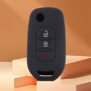 Suitable for Renault Car Key Silicone Cover Anti-Fall Folding 3-Button