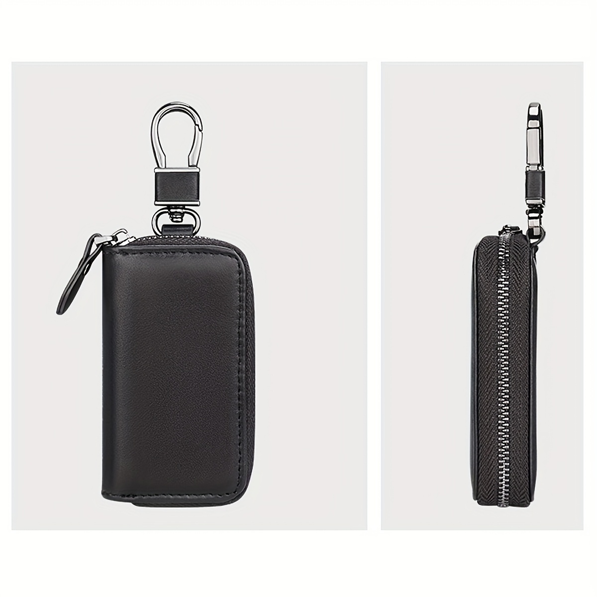 Genuine Napa Leather Car Key Organizer Stylish Zippered Key Case for Both Men And Women - Image 1