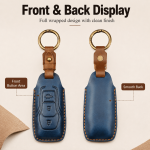 Leather Car Key Case for Ford Figo Mondeo Fiesta Ranger Kuga Fusion F150 3-Button Smart Remote Fob Cover - Image 4