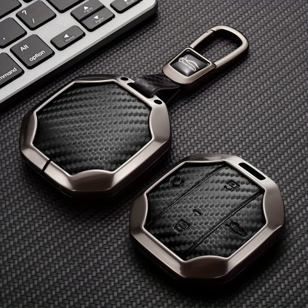 High-end Zinc Alloy Key Protective Cover, Suitable for 2025 for Chery JETOUR Freedom, T1 T2 Traveler, Car Smart Key Protective Case, Zinc Alloy Material, Carbon Fiber Pattern Surface, Drop-Proof and Wear-Resistant