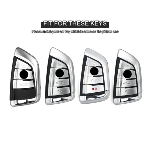 Car Key Cover Metal Protective Case, Suitable for BMW Car Key Covers for BMW M5, New 3 Series, 5 Series, GT, X1, X2, X3, X4, X5, X7, 840i, Blade, 530Li, 225i, 425i, I3, IX3, for BMW Remote Control Protective Cover, High-End Fashion Metal Keychain