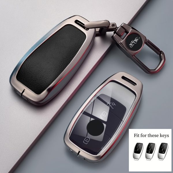Suitable for Mercedes-Benz Premium Zinc Alloy Key Cover, Suitable for Mercedes-Benz A E C S GLC CLS GLB GLE GLS AMG Class E200 E400 E63 W213 S550 S560 C260 A200 Protective Key Case Keychain Accessories. with Chain