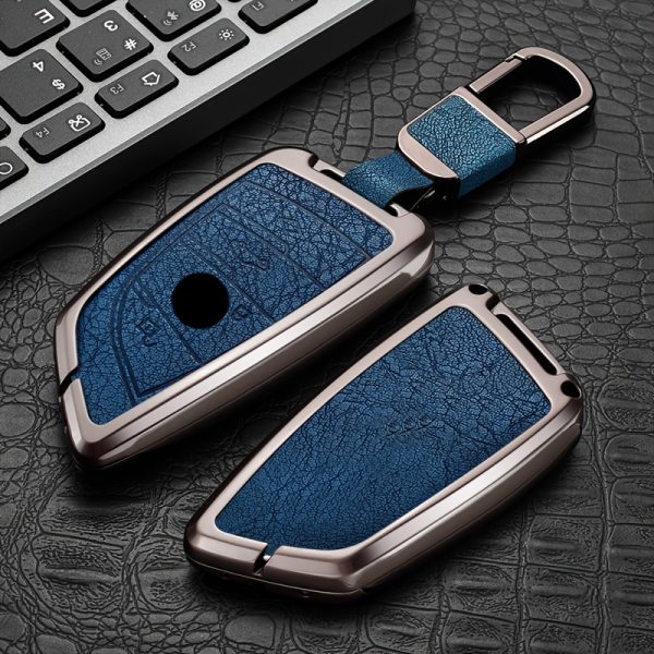 Car Key Cover Metal Protective Case, Suitable for BMW Car Key Covers for BMW M5, New 3 Series, 5 Series, GT, X1, X2, X3, X4, X5, X7, 840i, Blade, 530Li, 225i, 425i, I3, IX3, for BMW Remote Control Protective Cover, High-End Fashion Metal Keychain