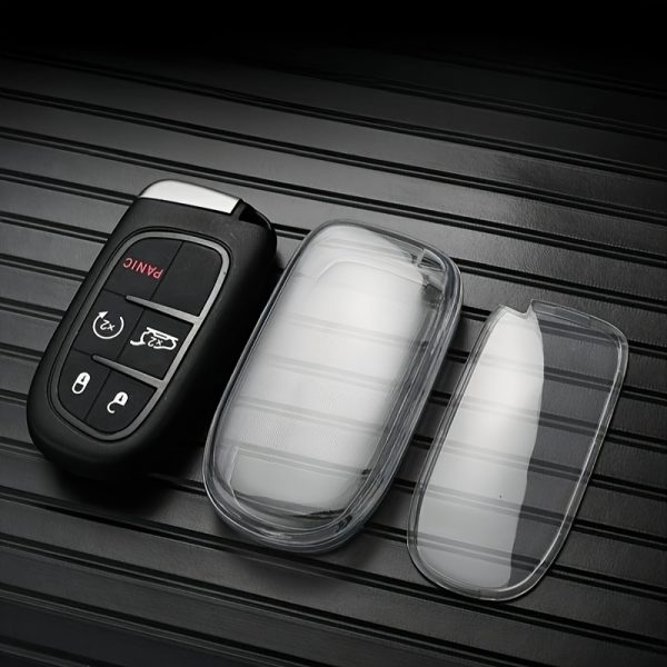 Fashionable And Minimalist TPU Car Key Fob Cover for Jeep. Suitable for Jeep Renegade Grand 4Xe for DODGE for RAM for Wrangler Freemont Gladiator Compass Duo Commander Durango Challenger for Chrysler for Fiat