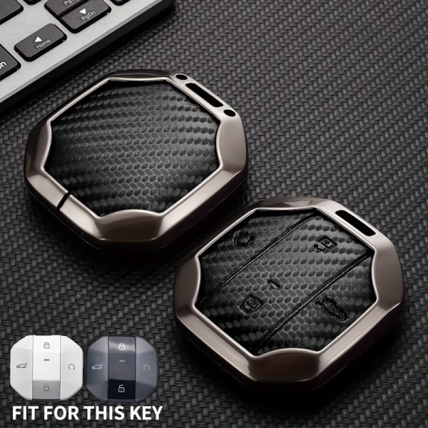High-end Zinc Alloy Key Protective Cover, Suitable for 2025 for Chery JETOUR Freedom, T1 T2 Traveler, Car Smart Key Protective Case, Zinc Alloy Material, Carbon Fiber Pattern Surface, Drop-Proof and Wear-Resistant