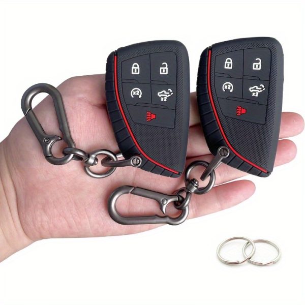 2-Pack, Black Silicone Key Fob Cover for 2022 2023 2024 2025 for Chevy Silverado 1500 for GMC Sierra 1500, 2024 2025 Silverado Sierra 2500HD 3500HD
