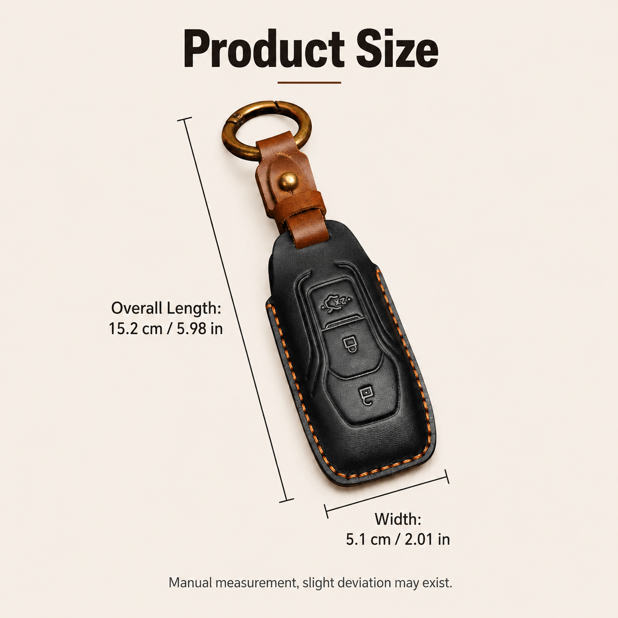 Leather Car Key Case for Ford Figo Mondeo Fiesta Ranger Kuga Fusion F150 3-Button Smart Remote Fob Cover - Image 5
